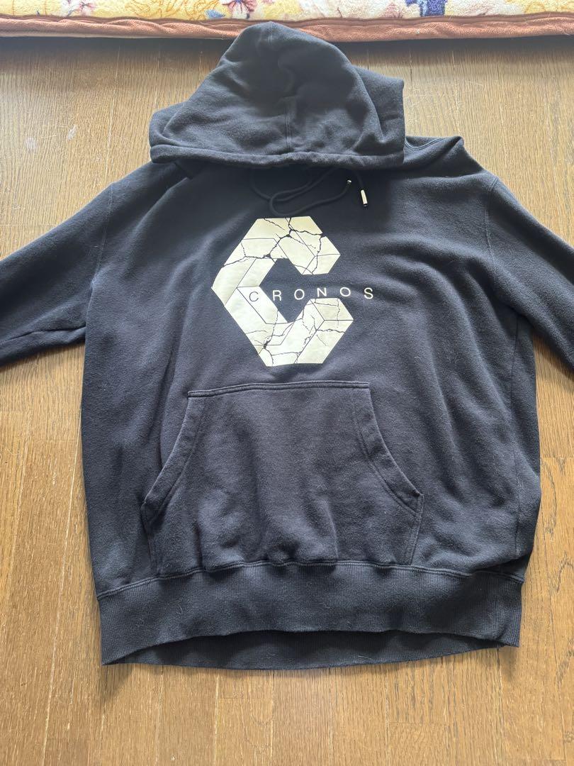 CRONOS ブラック フード付きパーカー CRONOS DOUBLE STRIPES ZIP HOODIE【BLACK×WHITE】 – クロノス