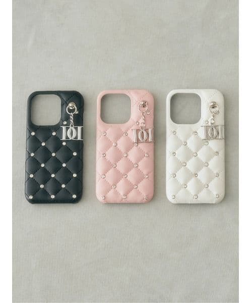 Darich キルティングビジューDDチャームiPhoneケース
