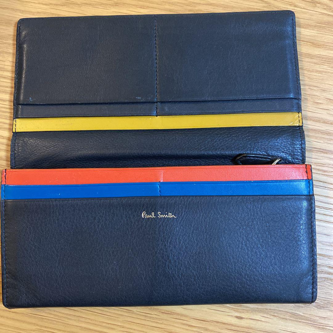 爆買いセール Paul 長財布 ポールスミス 本革 BCpnt-m64613207410 Smith ストライプステッチ レザー 特価人気