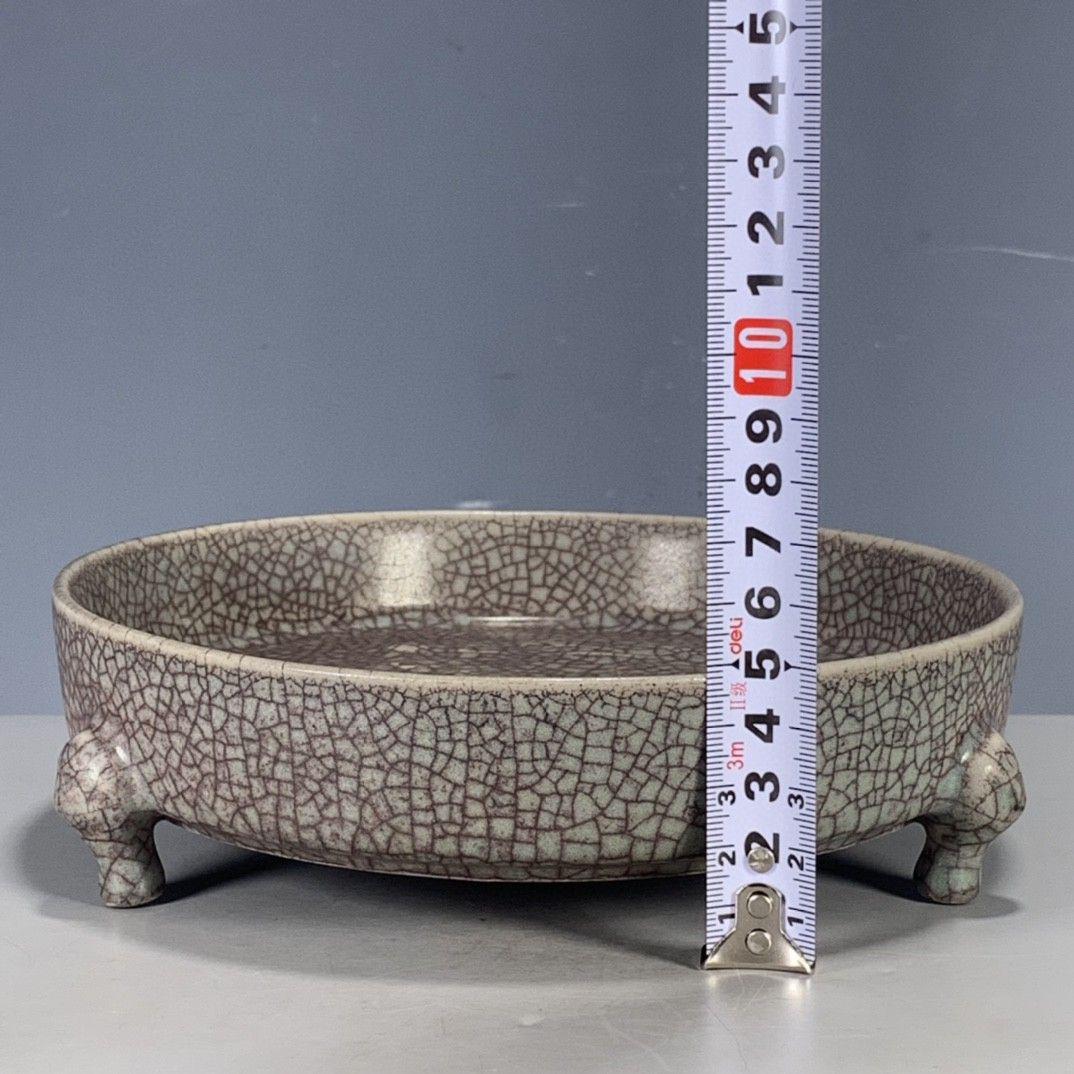 開片三足筆洗 文房 水盂 古文房具 装飾品 現代工芸品 美術品