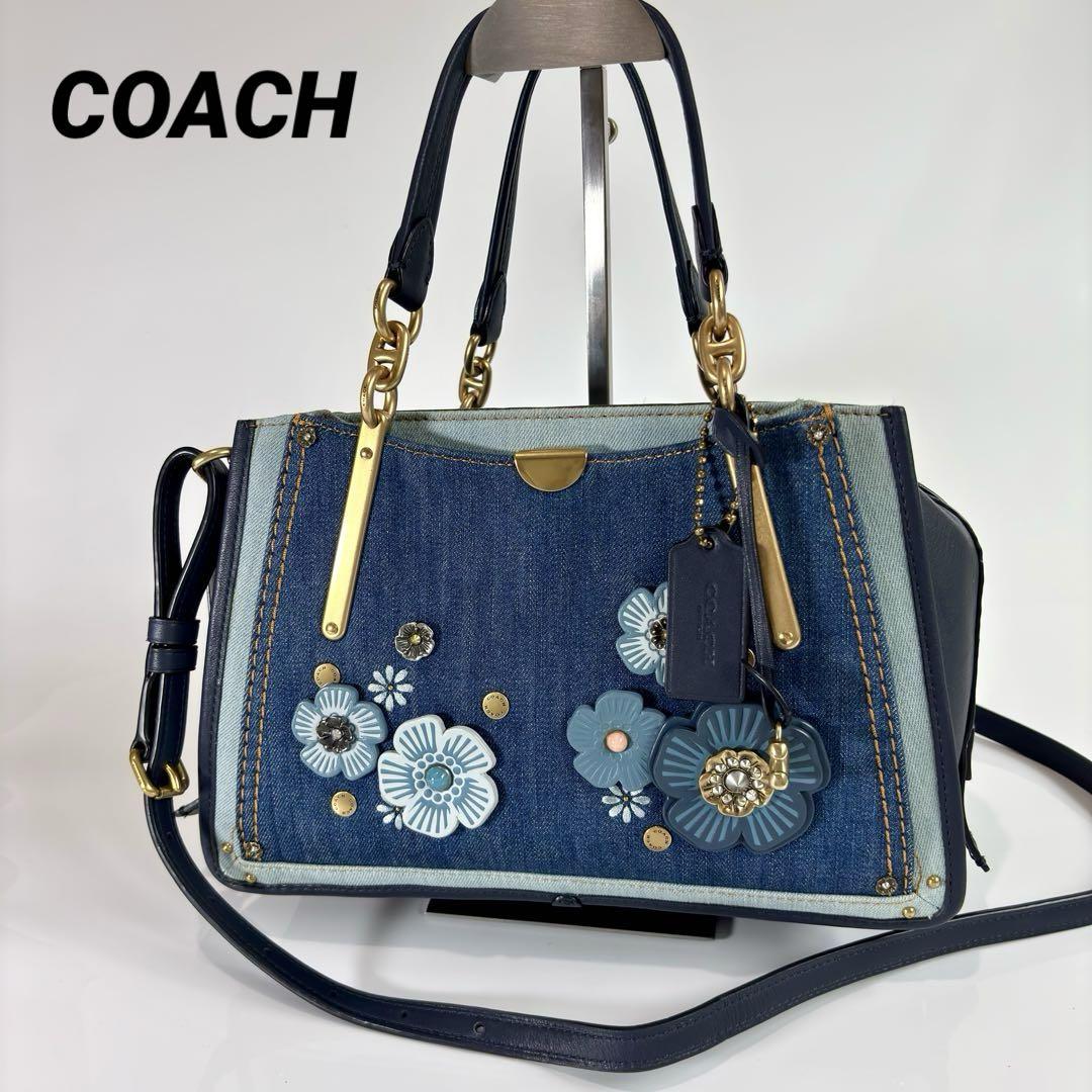 【未使用級】 COACH ドリーマー ティーローズ デニム 2WAY バッグ