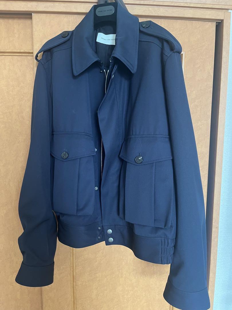 25SS◆Dries Van Noten◆ウールギャバジンジャケット ネイビー 希少)dries van noten 25ss ウールギャバジンジャケットL