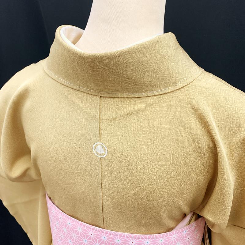 からし色江戸小紋 江戸小紋 からし色 縮緬 鮫小紋 【B014】