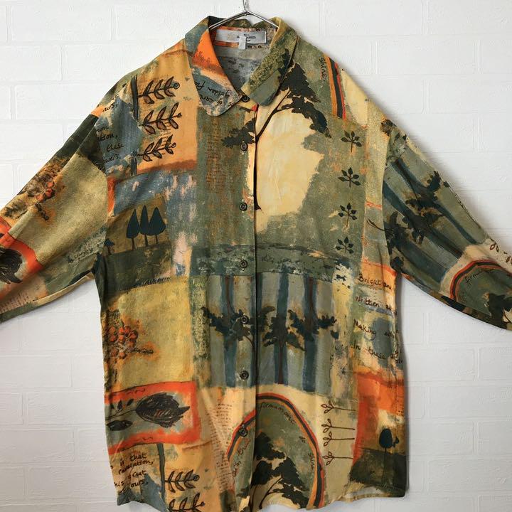 NEW新品 レディース ハーディーエイミス レトロ 絵画柄 デザインシャツ 柄シャツ HcCWS-m64627236671 再入荷即納