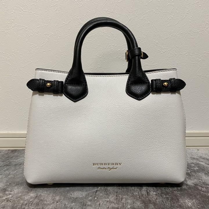 BURBERRYバーバリーハウスチェックカーフレザースモールバナーハンドバッグ