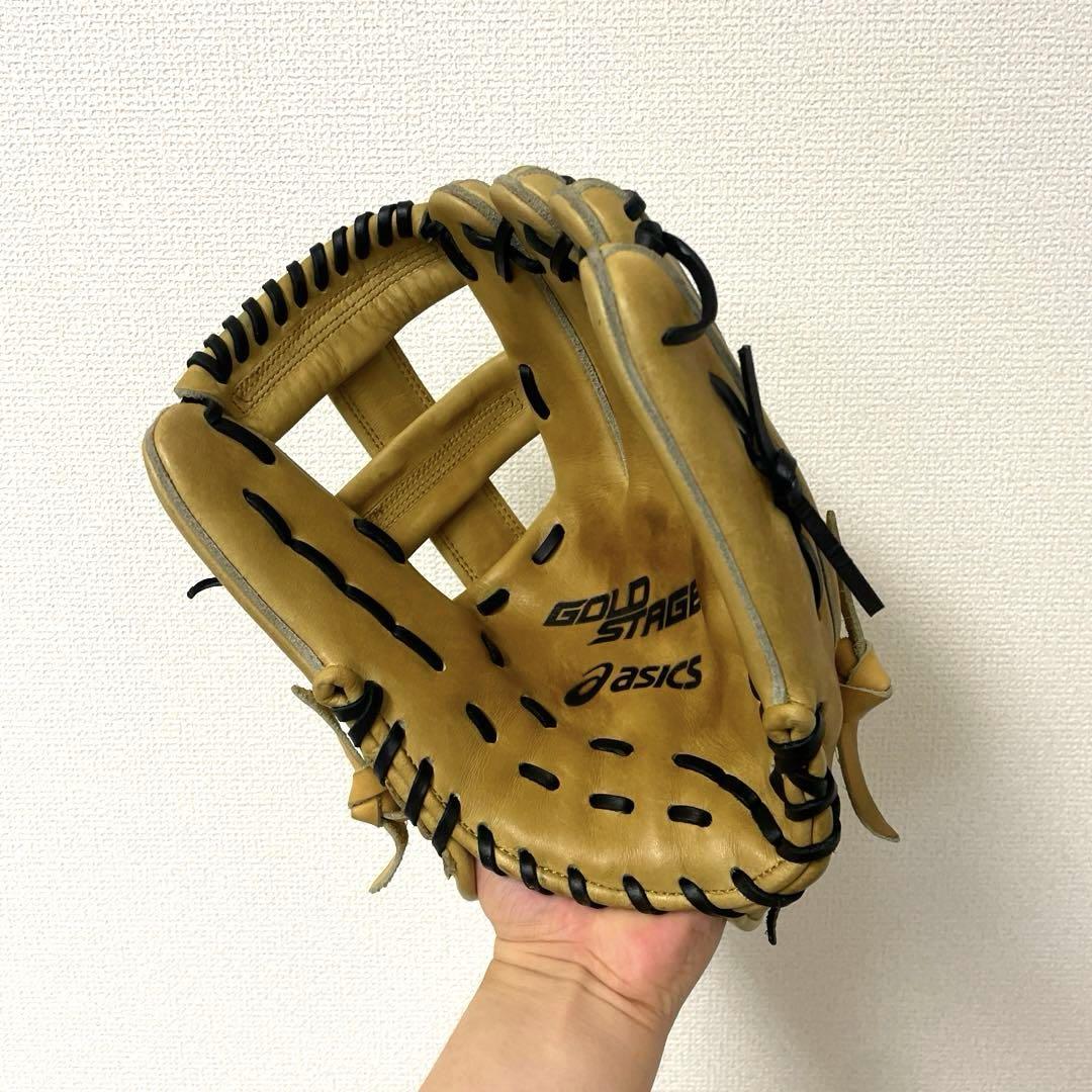 100 アシックス ゴールドステージ 型抜群 極美品 軟式 内野手グローブ