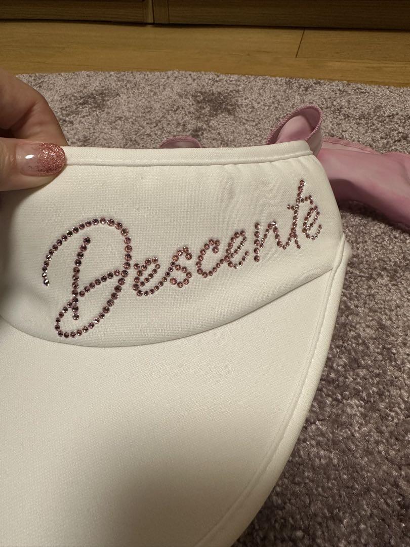 Descente ホワイト バイザー ピンクリボン