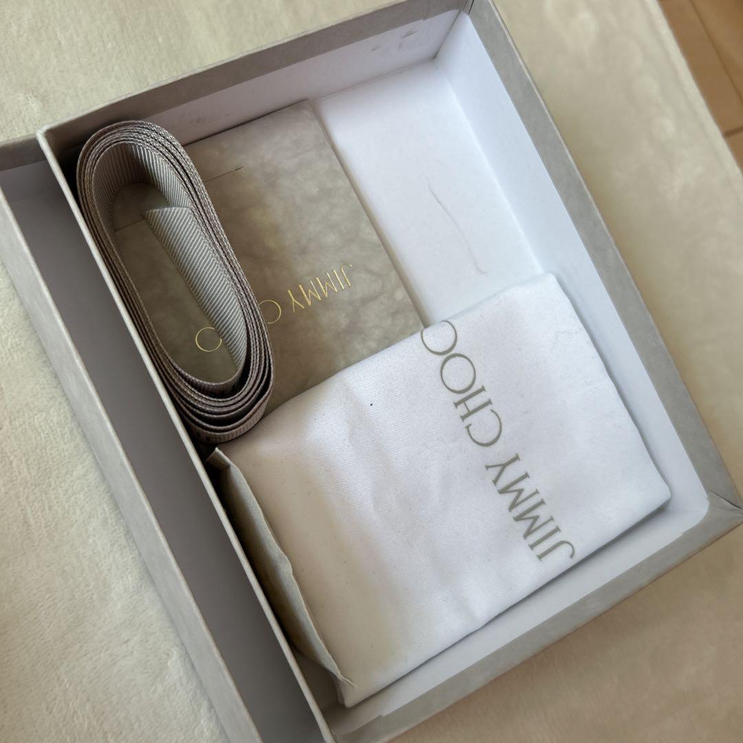 K353 未使用☆ ジミーチュウ 折り財布 二つ折り財布 シルバー レザー ジミー チュー JIMMY CHOO 三つ折り財布 ネモ ミニ財布 ゴールド