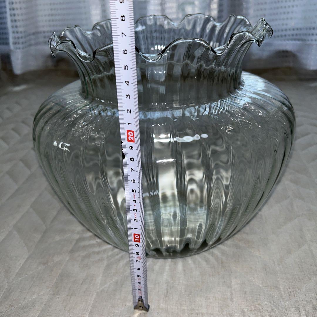 美品・未使用】琉球ガラス；ガラス鉢・金魚鉢・水鉢（ガラス