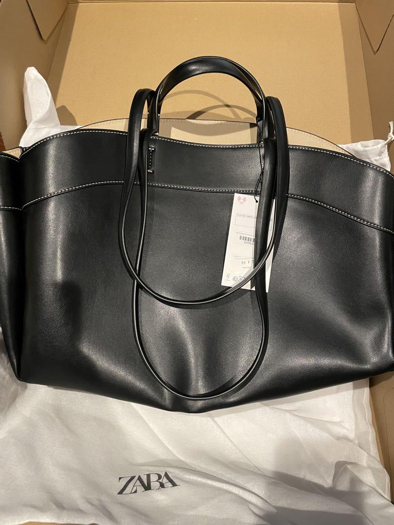 【ZARA】 マキシサイズ トート 海外限定 軽量 上品 ダークタン スペイン発送 ZARA マキシ テイクス キャンバス 名入れ可能 新作