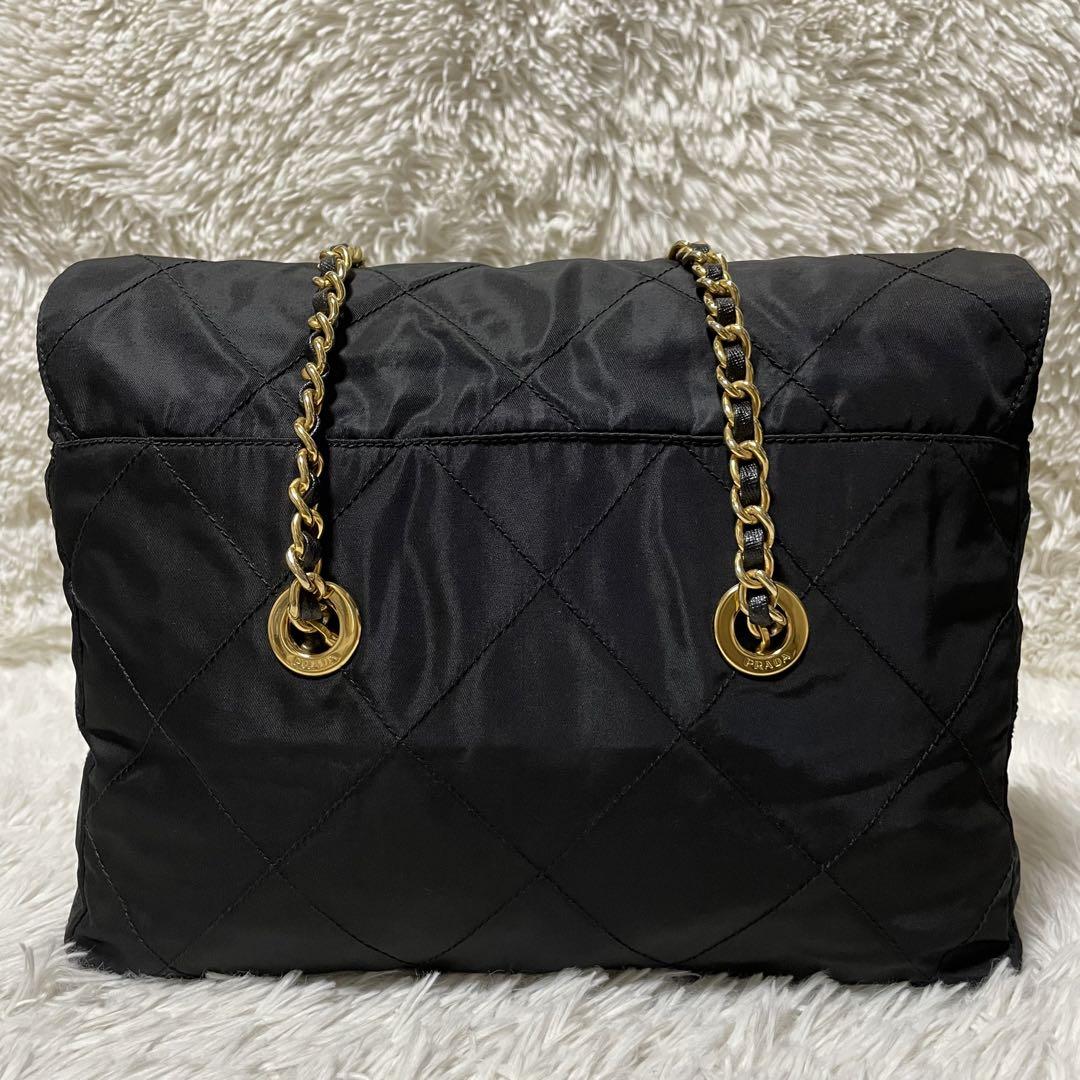 超極美品】PRADA プラダ ショルダーバッグ チェーン 金
