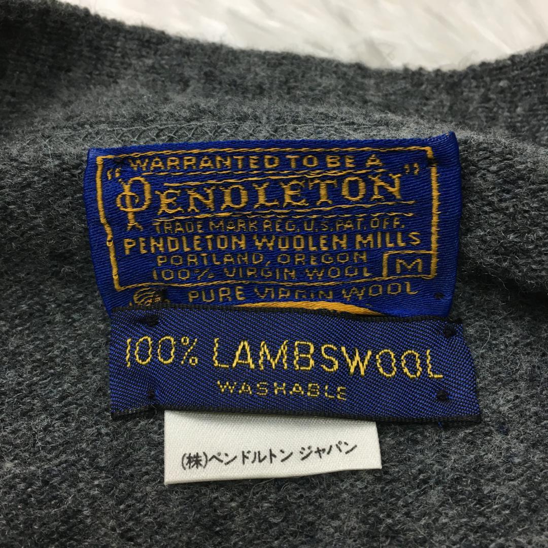PENDLETON カーディガン ニット ウール M グレー 高級 クルミボタン