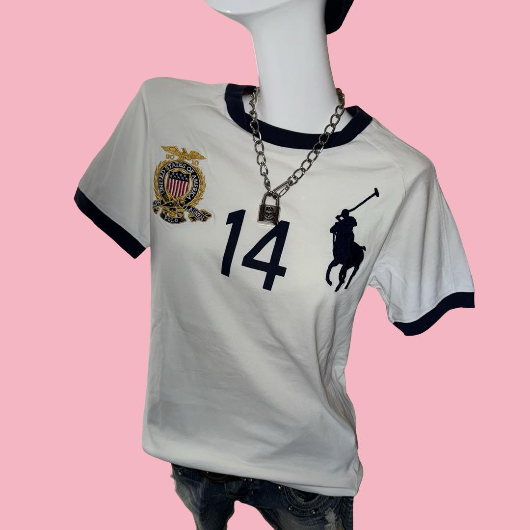ポロラルフローレン リンガー ピチT Tシャツ y2k平成女児平成