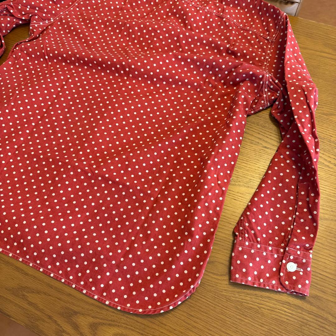 ダブルアールエル　RRL ドットシャツ　赤 L