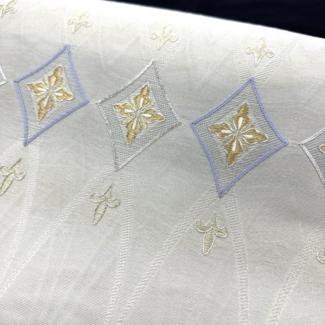 新品 正絹 夏 袋帯 刺繍 紗 白地 未仕立て品