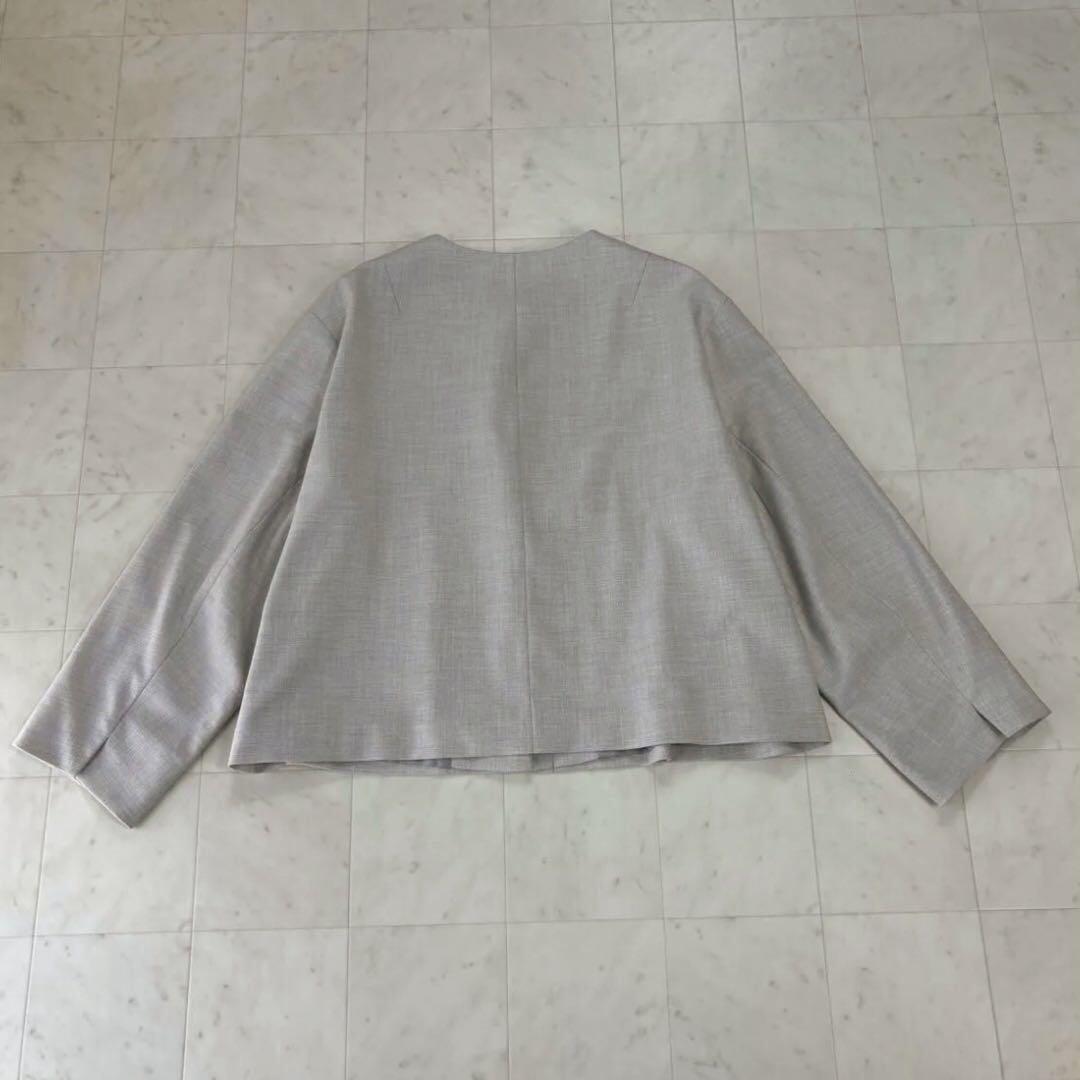 うさぎん です★サイズ50 ストレッチブッチャー　ノーカラー　ジャケット