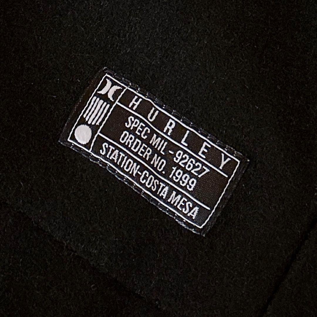 【ハーレー】Hurley 中綿入り Pコート ワッペン M 黒ブラック×白