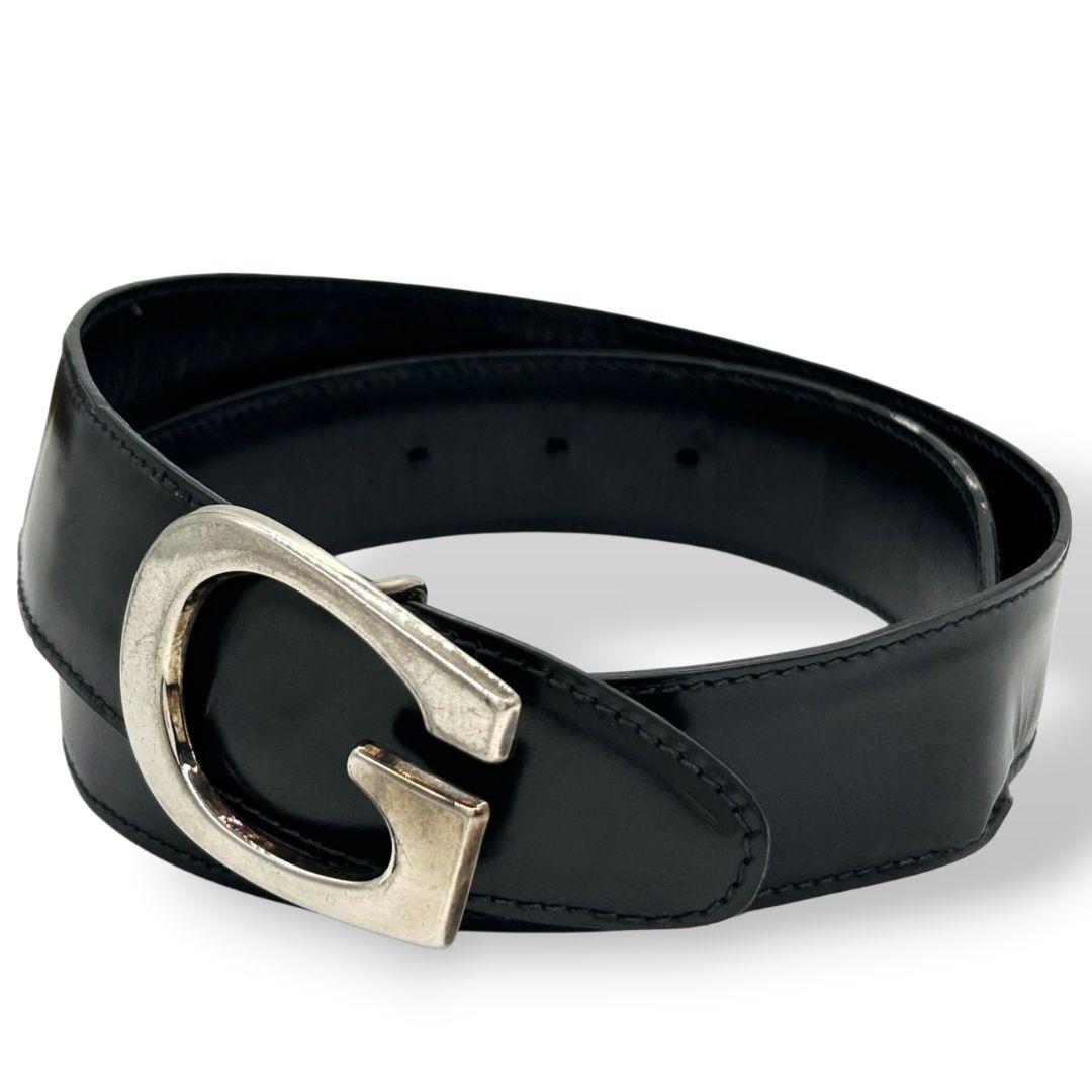 グッチ　ベルト　黒　Gロゴバックル　GUCCI　レザー　シルバー金具　px-3