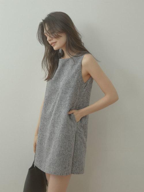 ACYM ツイード ミニワンピ サロペット ブラック 美品