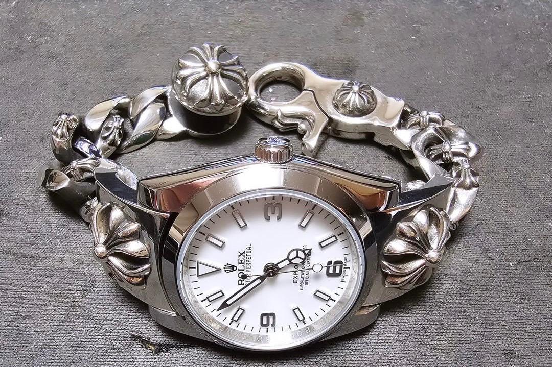 Watch　全花コマウォッチクラッシュベルト　17cm　JEN001　925刻印 Watch 全花コマウォッチクラッシュベルト 16cm JQH015 925刻印