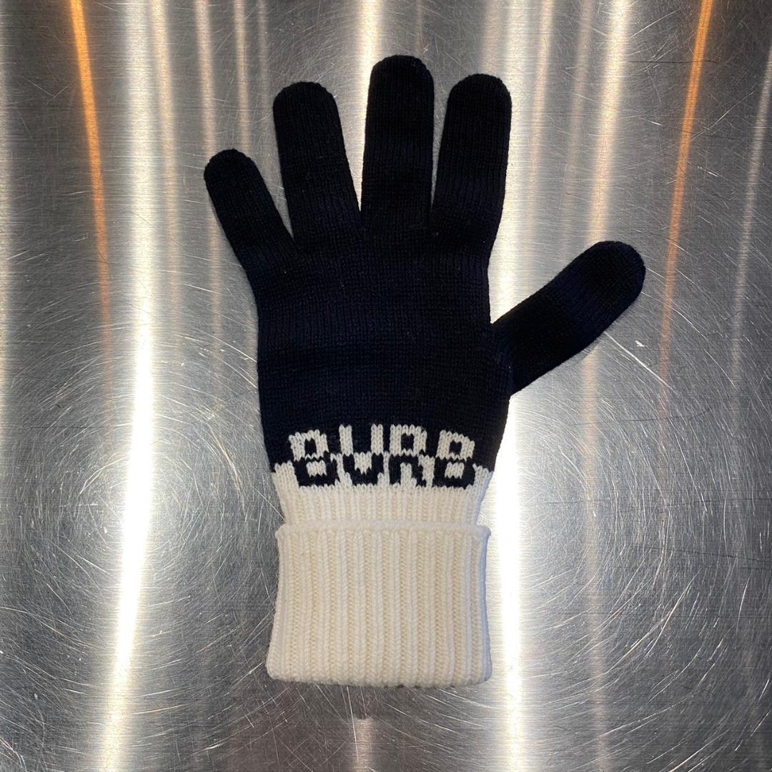 『Burberry』バーバリー (M/L) ロゴインターシャグローブ 手袋