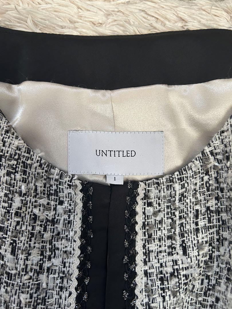 美品 UNTITLED アンタイトル ノーカラー ツイード ジャケット 現行タグ