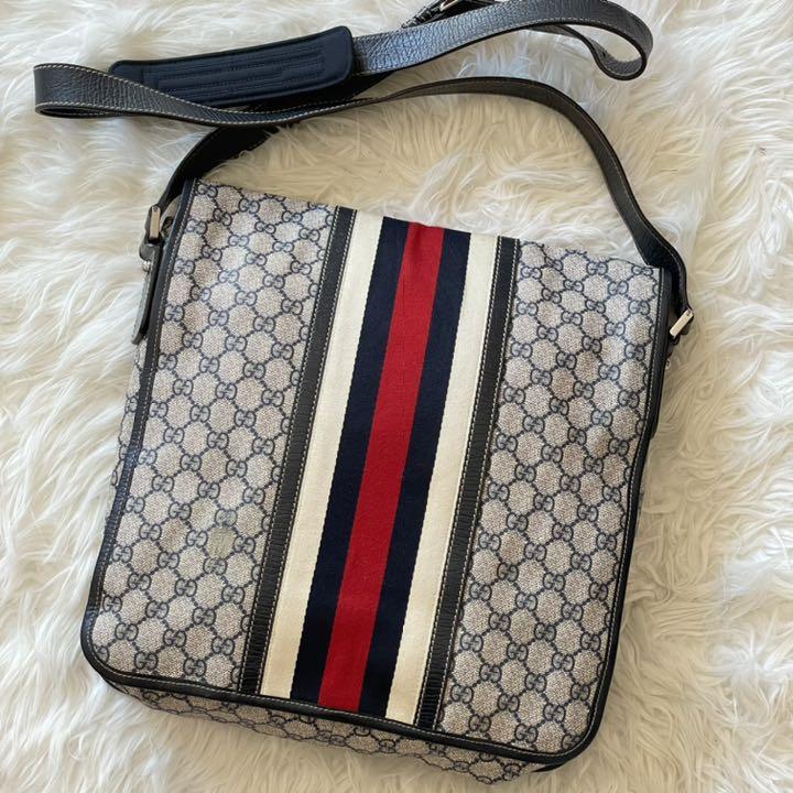 【破格値下げ】 PVC×レザー シェリーライン ショルダーバッグ 【しま様♡】GUCCI - ショルダーバッグ