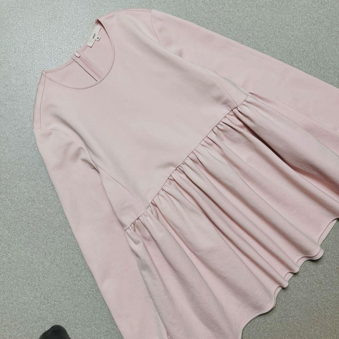 緊急大幅値下げ！ 24年 yori ぬくぬくギャザーブラウス ペプラム 38 ピンク ヨリM Yori ひたむきな