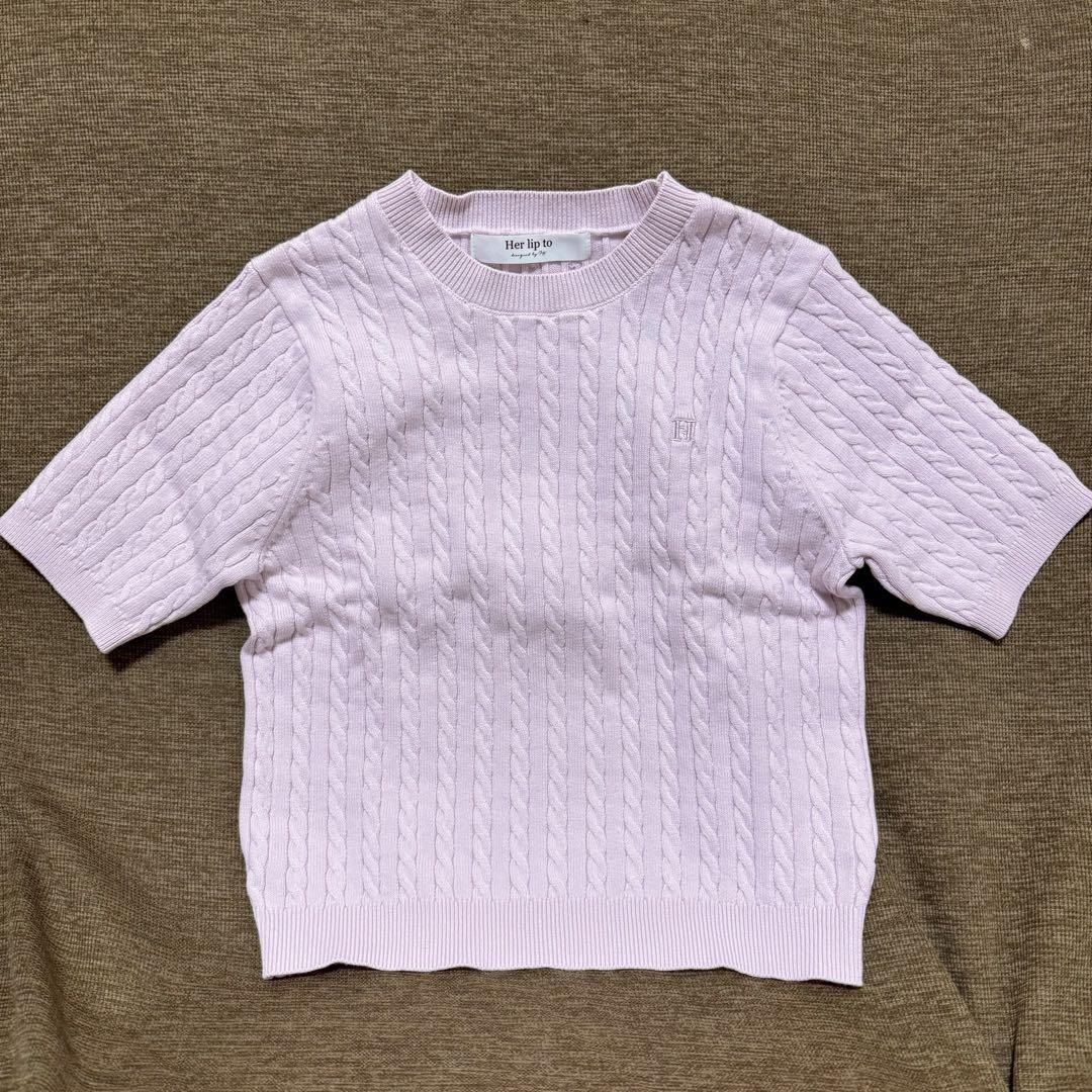 入荷なう Herlipto M pink Set Knit Cable Essential トップス
