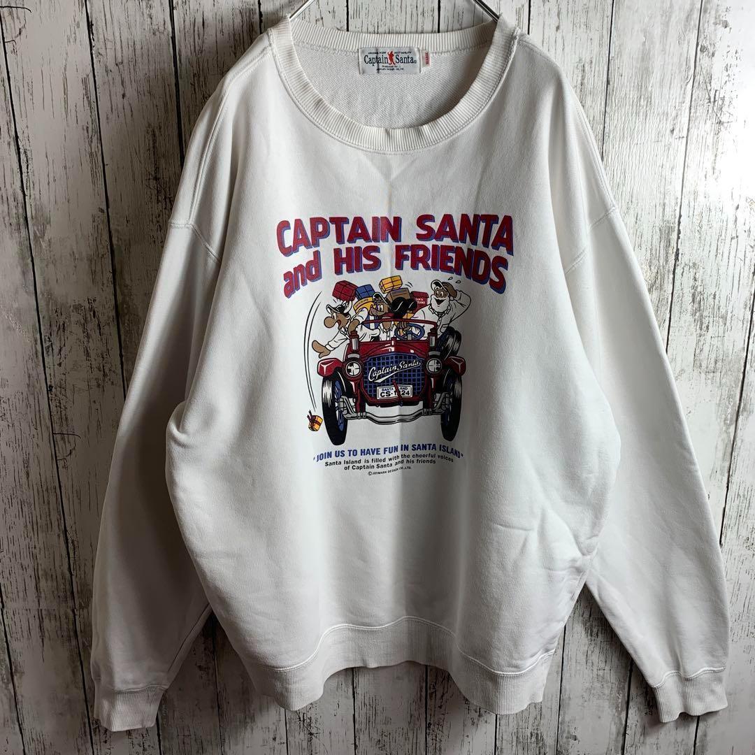 【ヴィンテージ】古着 キャプテンサンタ トレーナー 白 XL 希少 デカプリント