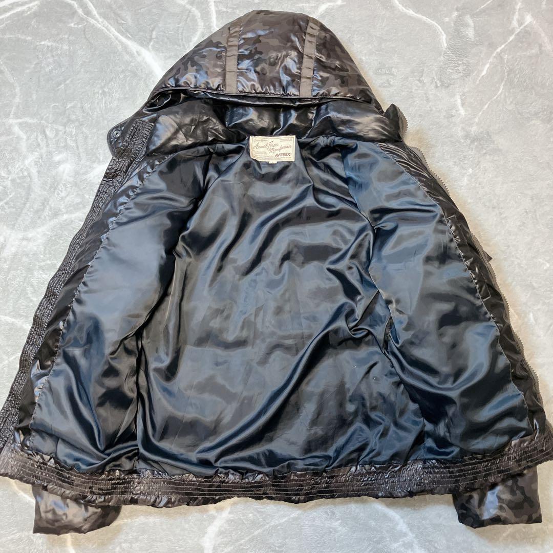【美品】 AVIREX 迷彩 カモ ダウンジャケット 2way カーキ Lサイズ 【美品】 AVIREX 迷彩 カモ ダウンジャケット 2way カーキ Lサイズ