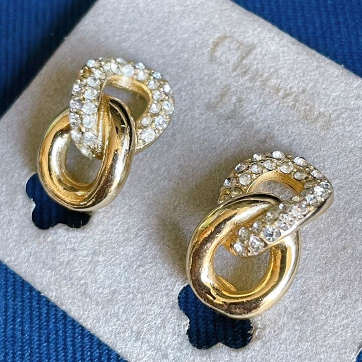 美品! Christian Dior イヤリング ゴールド ラインストーン aljaser