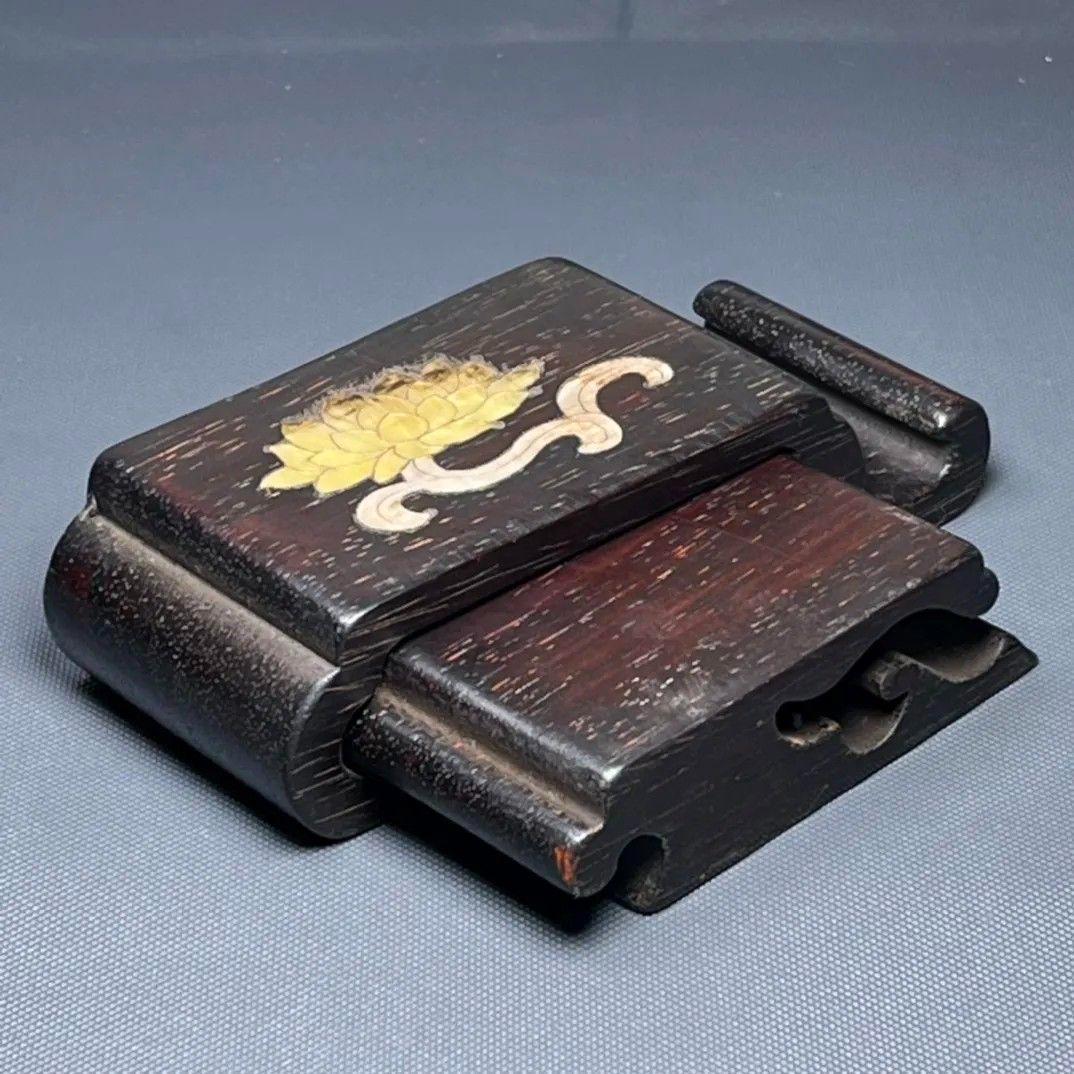 檀木象嵌貝殻 墨床 筆架 文房置物 書道具 工芸品 - メルカリ