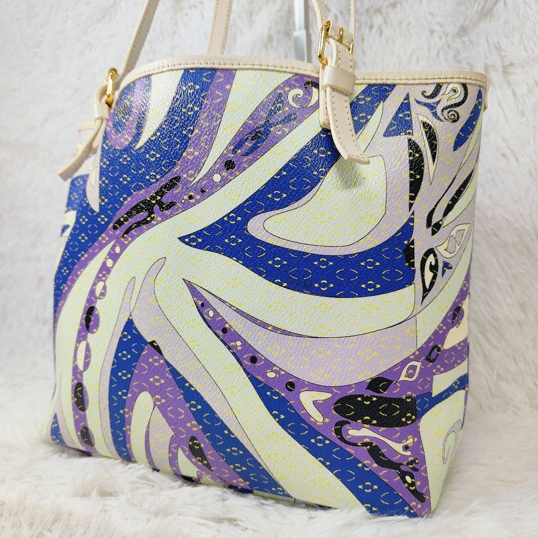 極希少 エミリオプッチ トートバッグ 総柄 ブルー EMILIO PUCCI