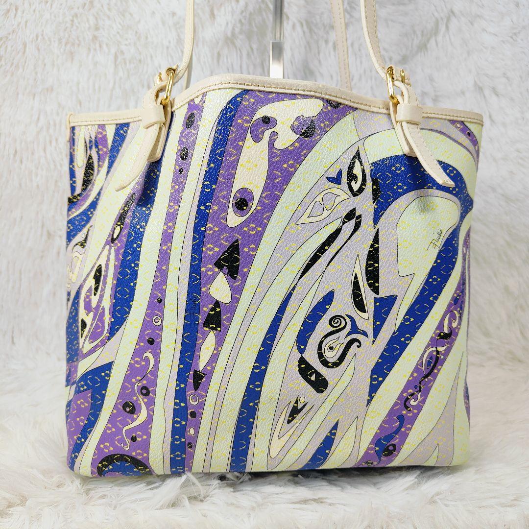 極希少 エミリオプッチ トートバッグ 総柄 ブルー EMILIO PUCCI