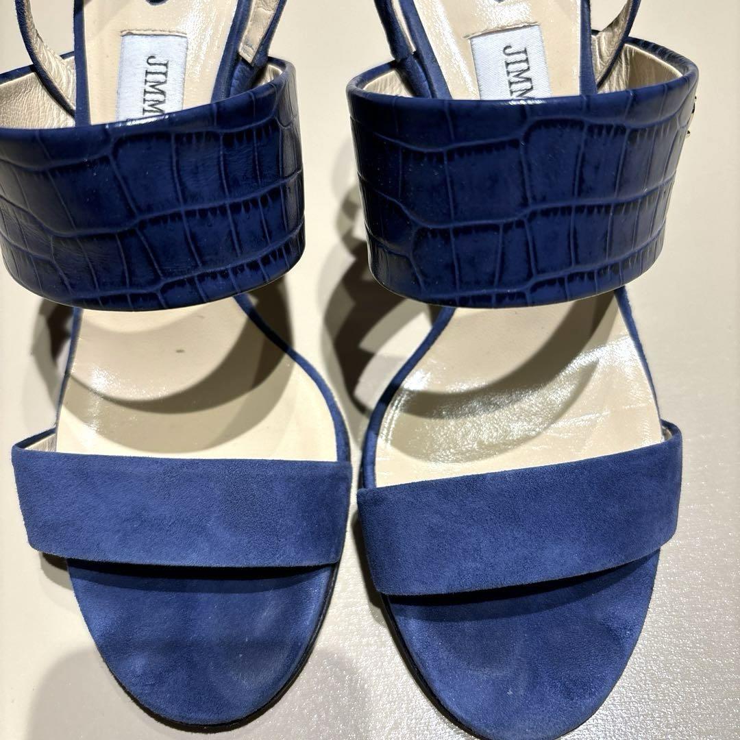 美品 JIMMYCHOO ジミーチュウ スエード×レザー サンダル 35 ブルー