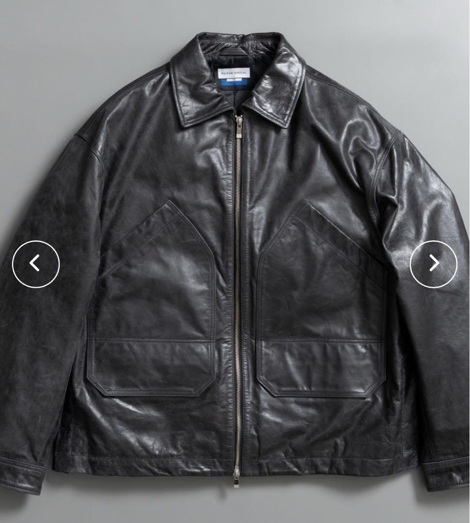 SALE】Buffalo Crack Leather Prime-Over Hood Blouson