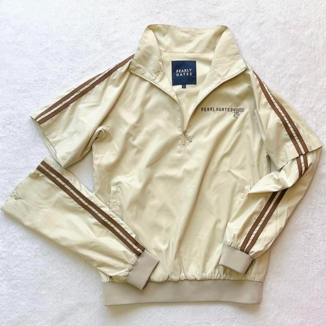 極美品　パーリーゲイツ　２WAY　ハーフジップ　ライン　スニード 半袖　ベージュ