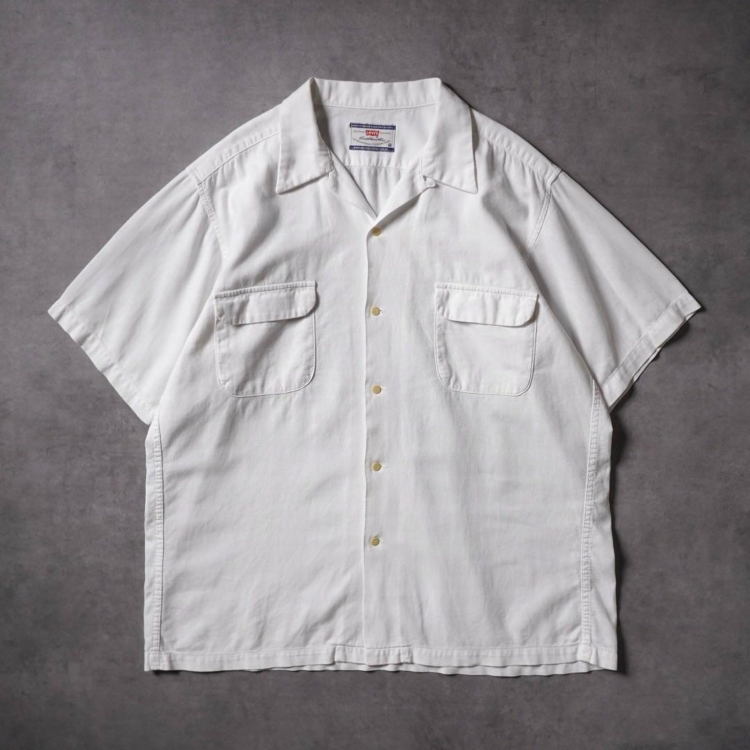 90s Levis 短丈 オープンカラーシャツ 半袖シャツ ホワイト