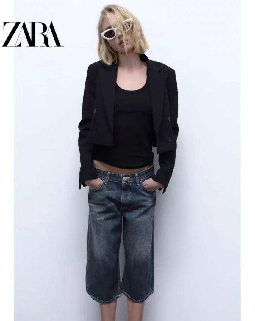 【新品タグ付完売品】ZARA ダブルブレスト仕様クロップド丈ブレザー