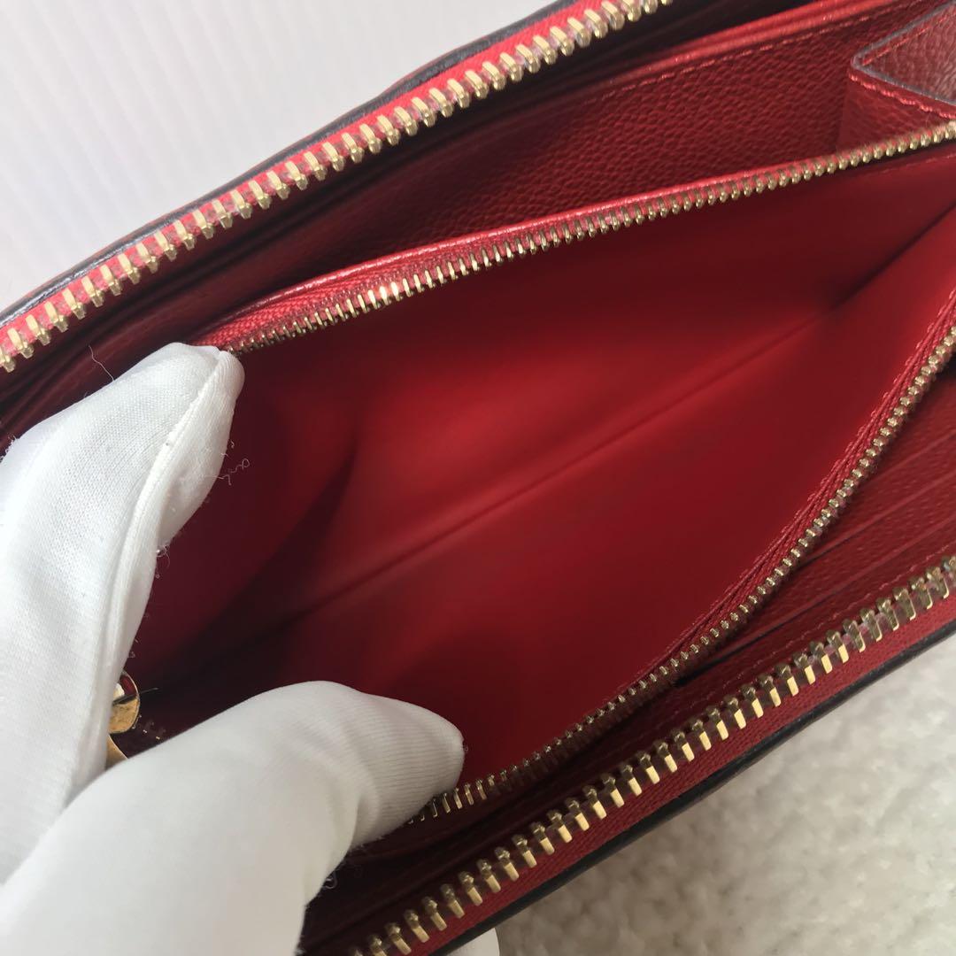 ルイヴィトン　モノグラムアンプラント　ジッピーウォレット　長財布　レッド系