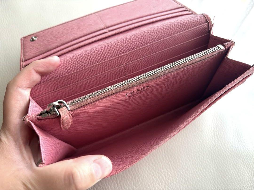 PRADA 長財布　ピンク×シルバー　パスケース付き