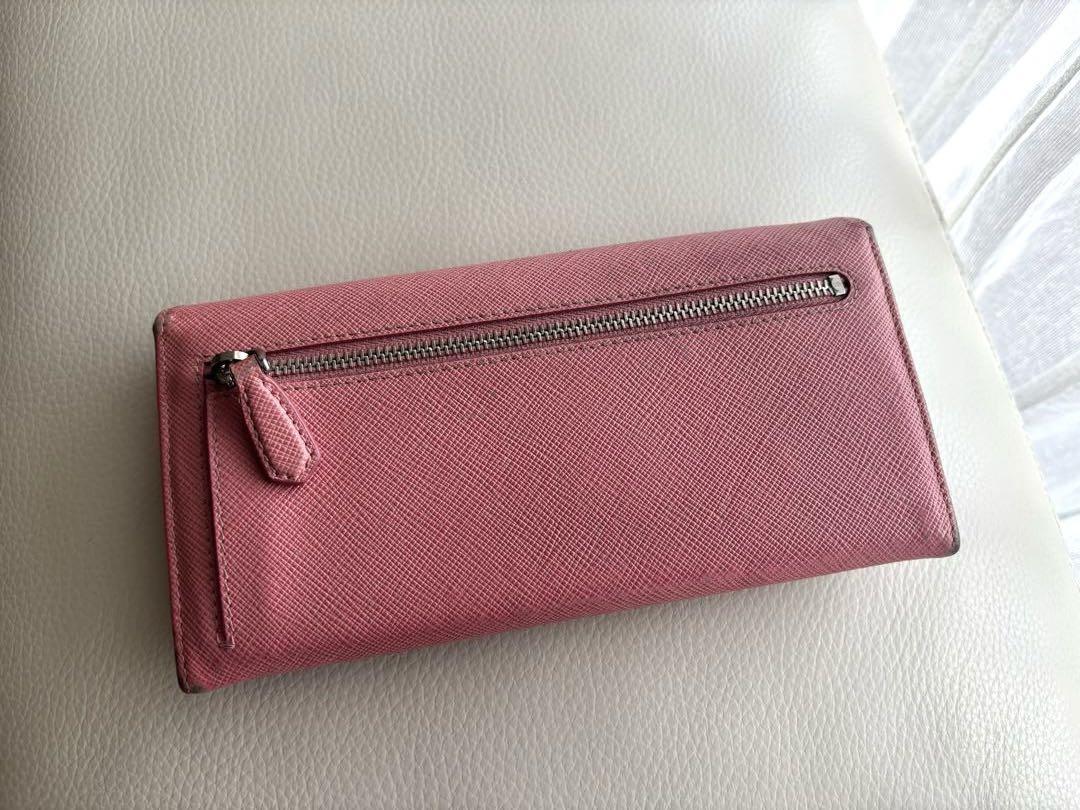PRADA 長財布　ピンク×シルバー　パスケース付き