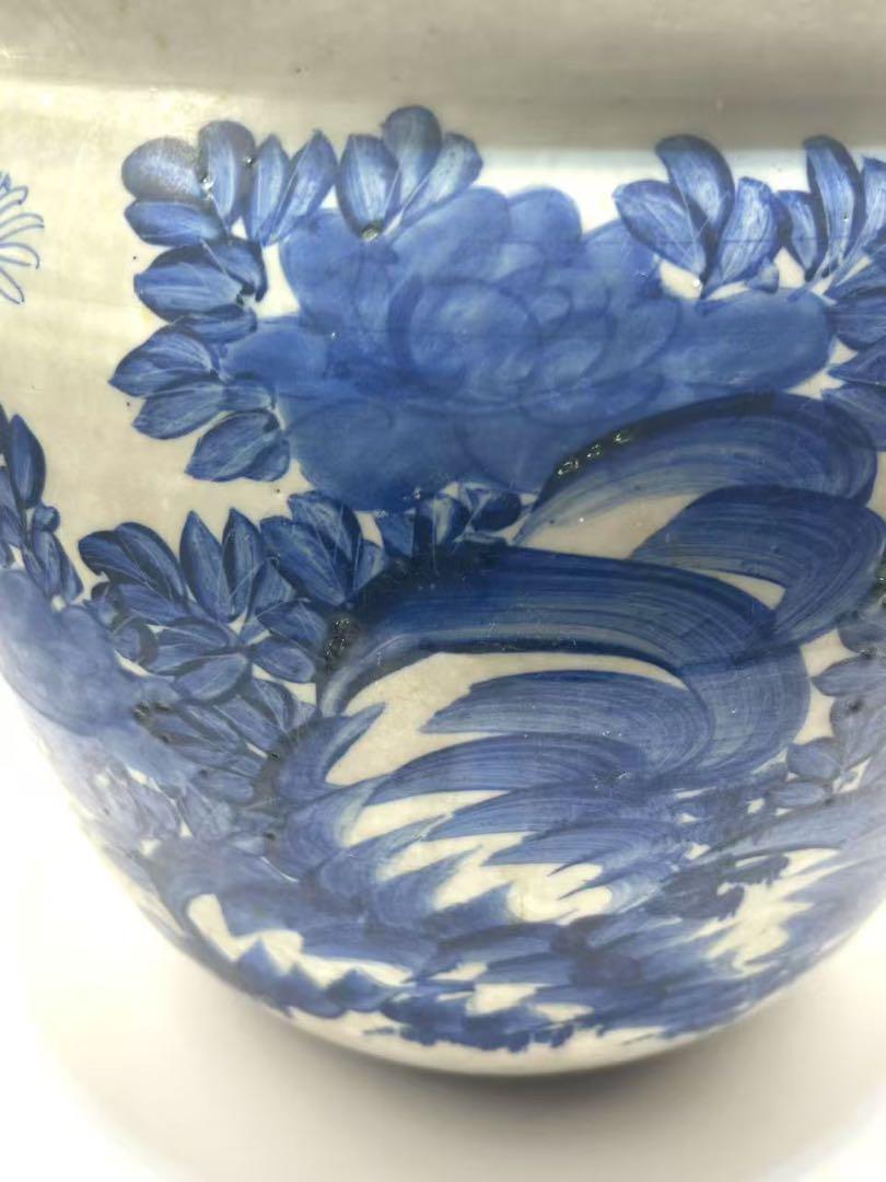 染付京焼　鉢　花模様　染め付け　時代もの