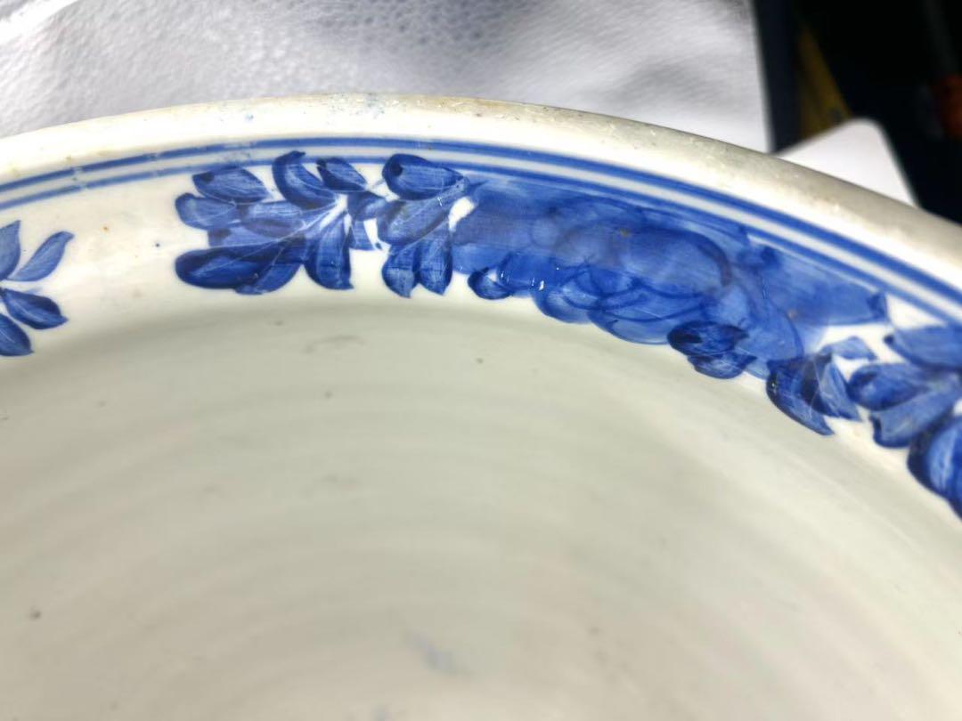 染付京焼　鉢　花模様　染め付け　時代もの