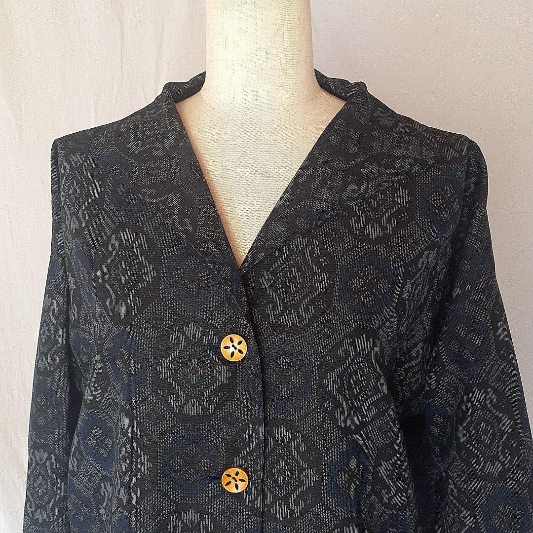 着物リメイク　現代大島紬(村山大島紬)のジャケットにもなるコート