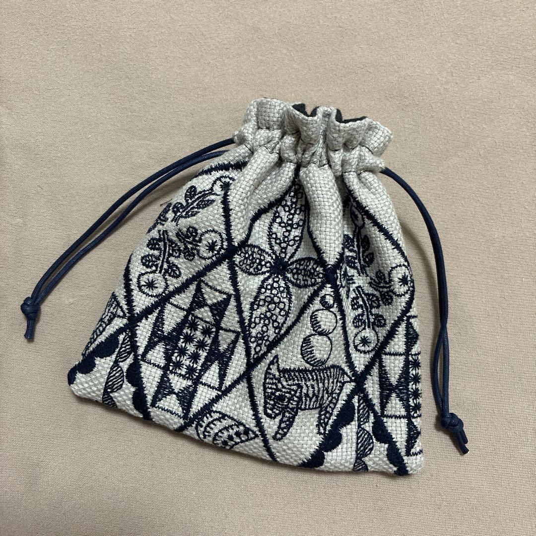 【コンビニ受取対応商品】 ミナペルホネン 巾着 navy シンフォニー symphony ハンドメイド その他