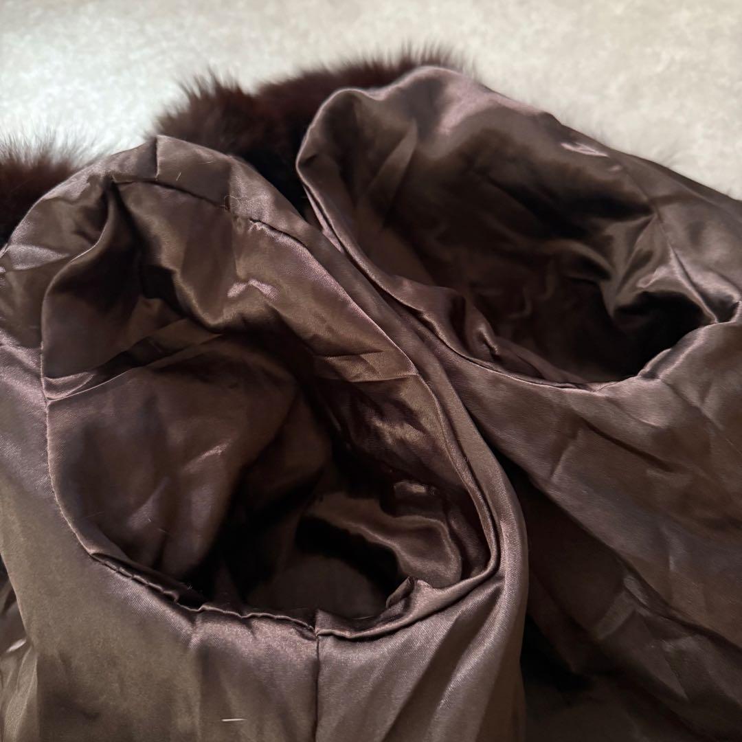 美品母趾フォックス ボリューム ファーコート 毛皮 リアルファー ブラウン 42 美品母趾フォックス ボリューム ファーコート 毛皮 リアルファー ブラウン 42