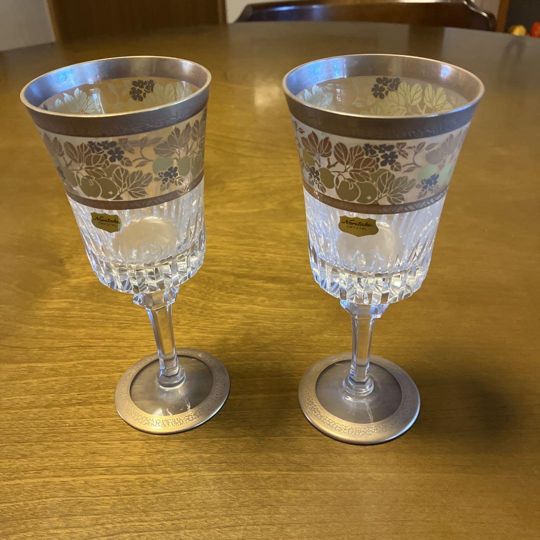 Noritake Crystal フローラルワイングラス 2個セット