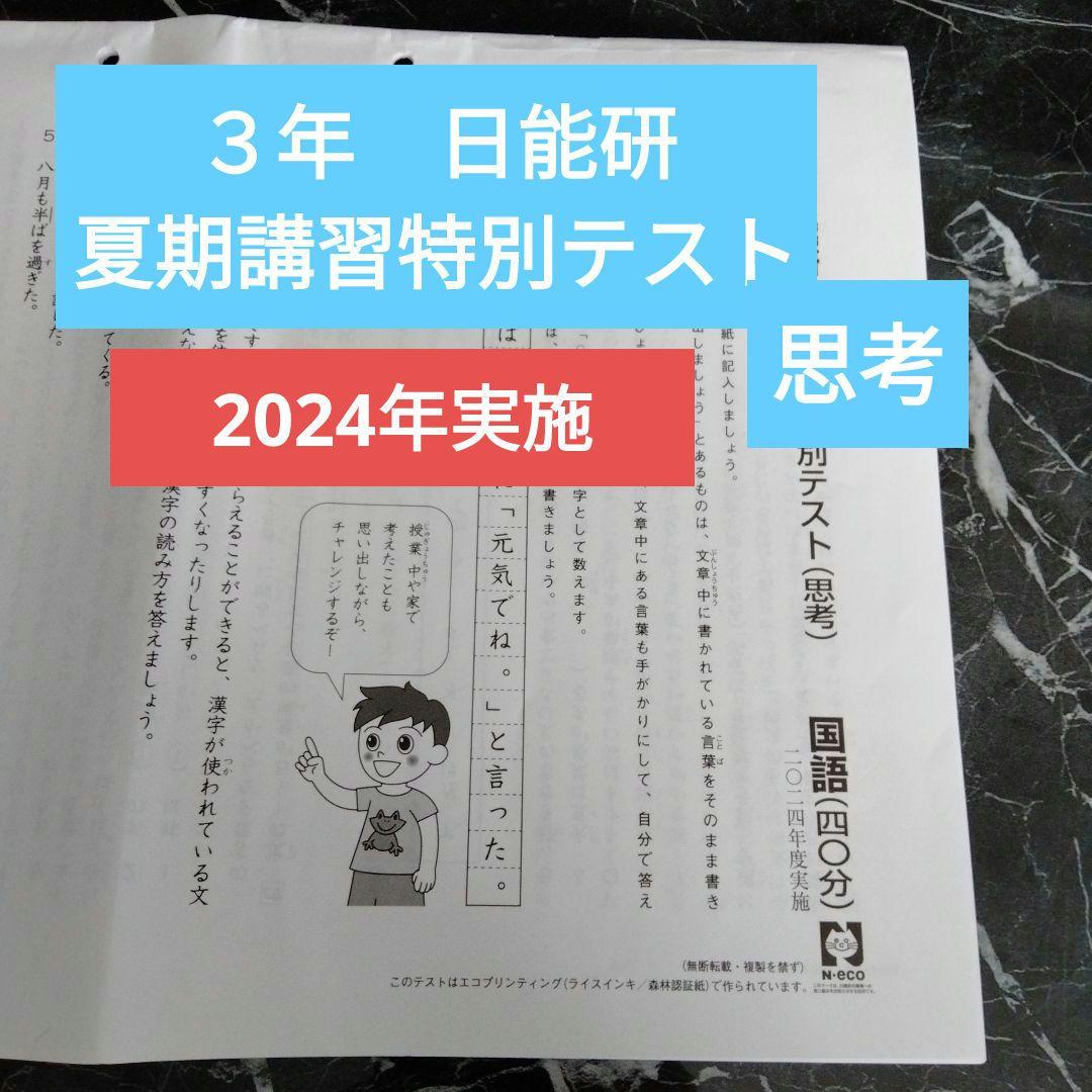☆3年日能研 夏期講習特別テスト（思考） 2024年度実施 - メルカリ